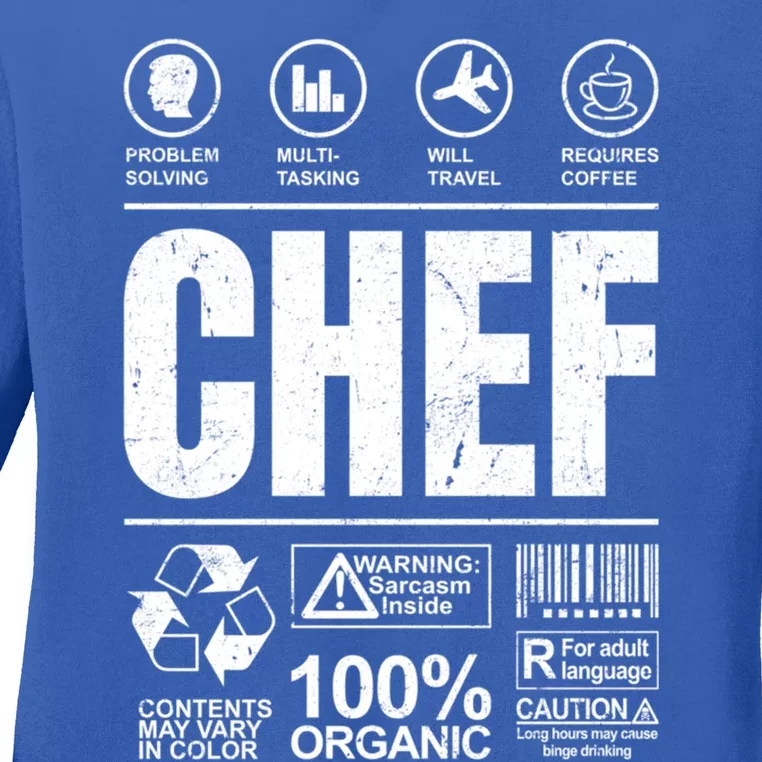 Warning Label Caution Chef At Work Sign Gift Ladies Long Sleeve Shirt