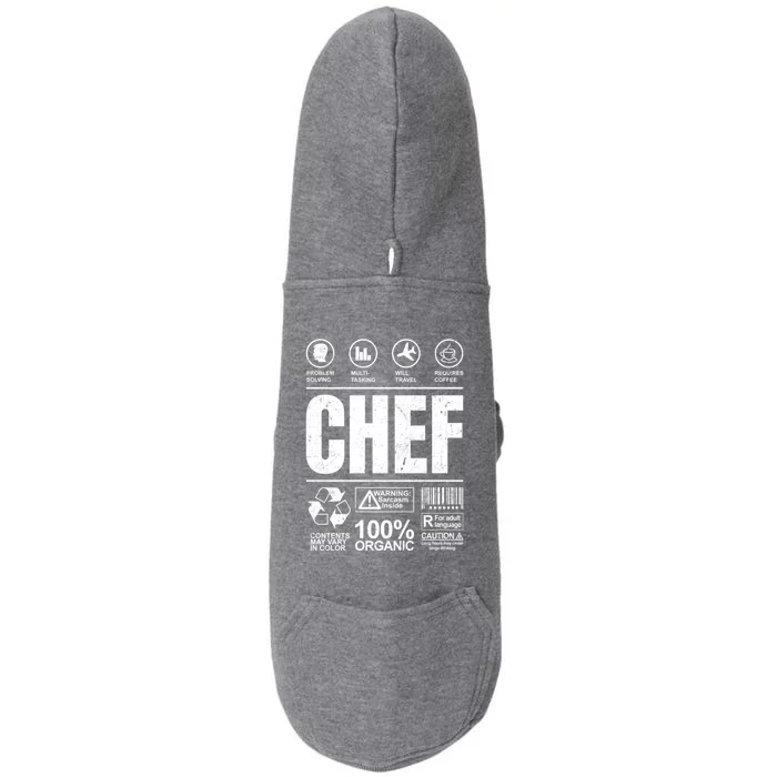 Warning Label Caution Chef At Work Sign Gift Doggie 3-End Fleece Hoodie