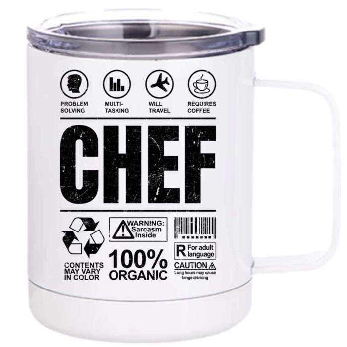 Warning Label Caution Chef At Work Sign Gift Front & Back 12oz Stainless Steel Tumbler Cup