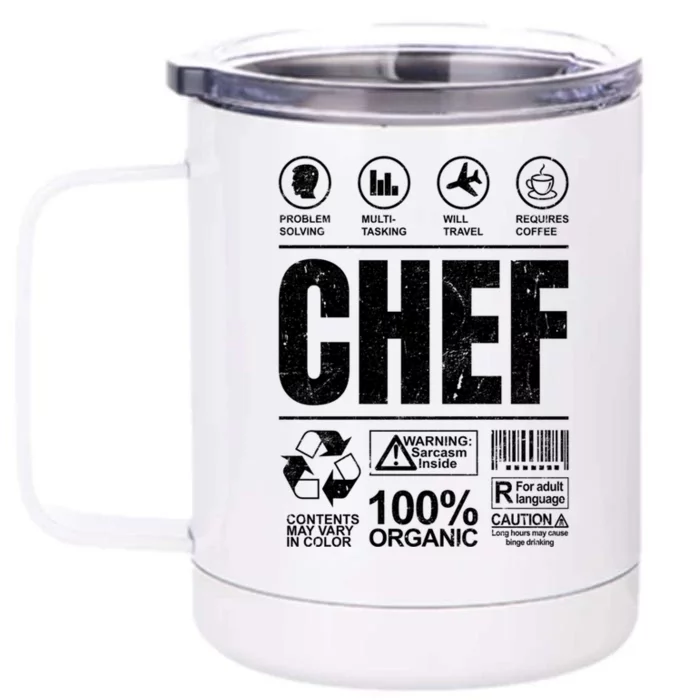 Warning Label Caution Chef At Work Sign Gift Front & Back 12oz Stainless Steel Tumbler Cup