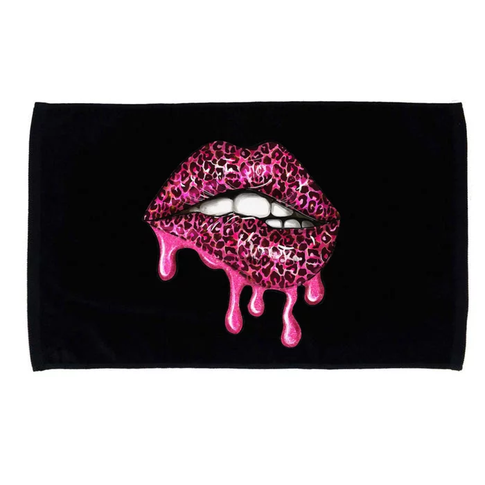 Women Leopard Cheetah Lips Print Flow Down Microfiber Hand Towel