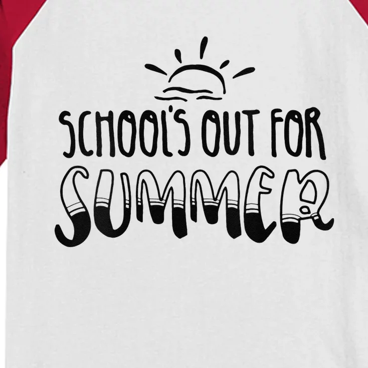 Womens Last Day Of School Schools Out For Summer Teacher Gifts Kids Colorblock Raglan Jersey