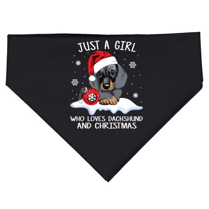 Who Loves Dachshund And Christmas Dachshund Xmas USA-Made Doggie Bandana