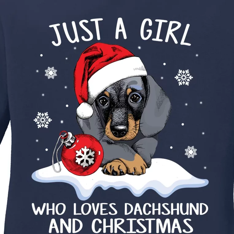 Who Loves Dachshund And Christmas Dachshund Xmas Ladies Long Sleeve Shirt