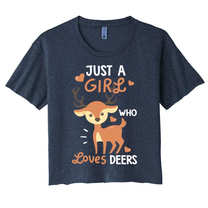 Who Loves Deers Cute Deer Lover Gifts Women's Crop Top Tee