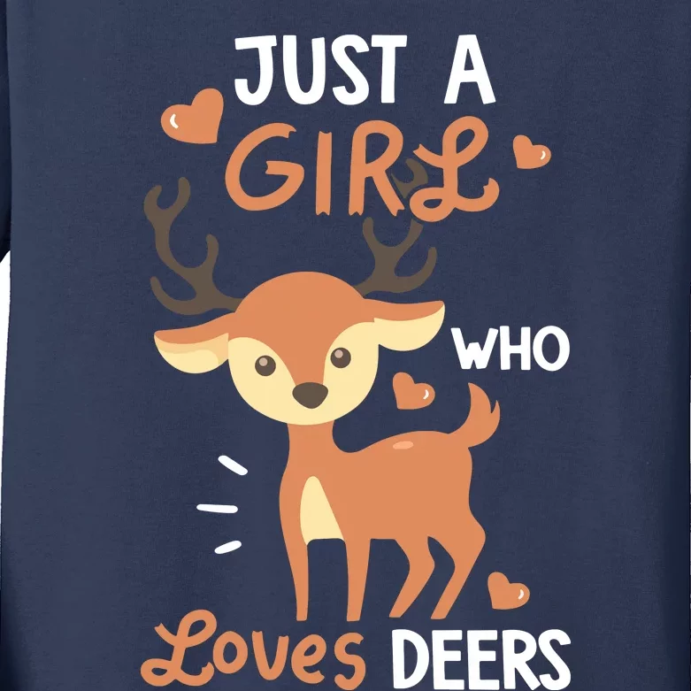 Who Loves Deers Cute Deer Lover Gifts Kids Long Sleeve Shirt