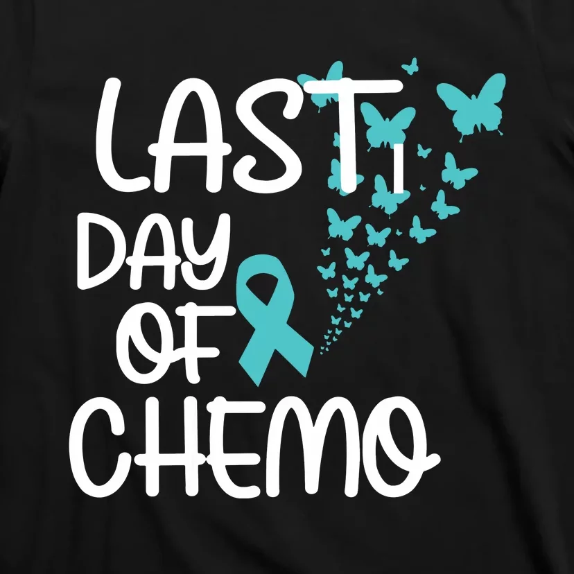 Women Last Day Of Chemo Cute Graphic Ovarian Cancer Awareness Vneck T-Shirt