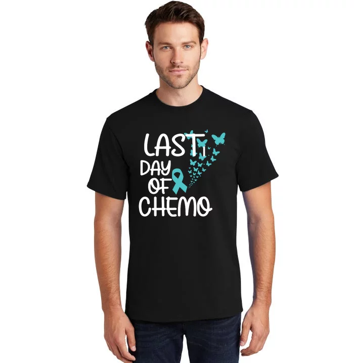 Women Last Day Of Chemo Cute Graphic Ovarian Cancer Awareness Vneck Tall T-Shirt