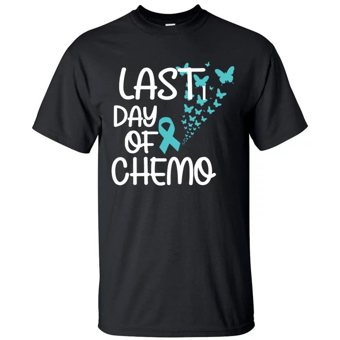 Women Last Day Of Chemo Cute Graphic Ovarian Cancer Awareness Vneck Tall T-Shirt