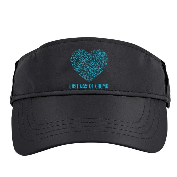 Women Last Day Of Chemo Ovarian Cancer Survivor Teal Ribbon Heart Tank Top Adult Drive Performance Visor