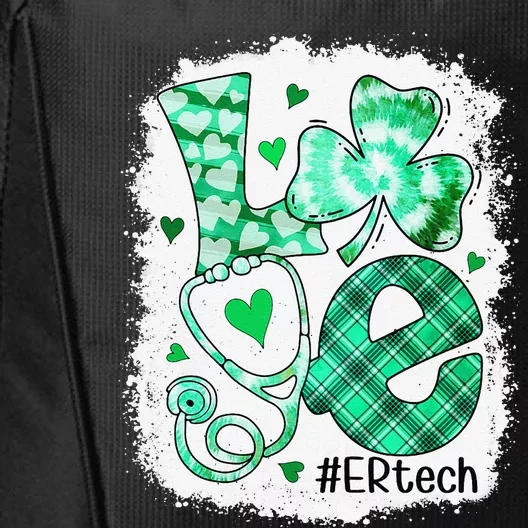 Womens Love ER Tech Life Bleached Saint Patrick's Day Shamrock City Backpack