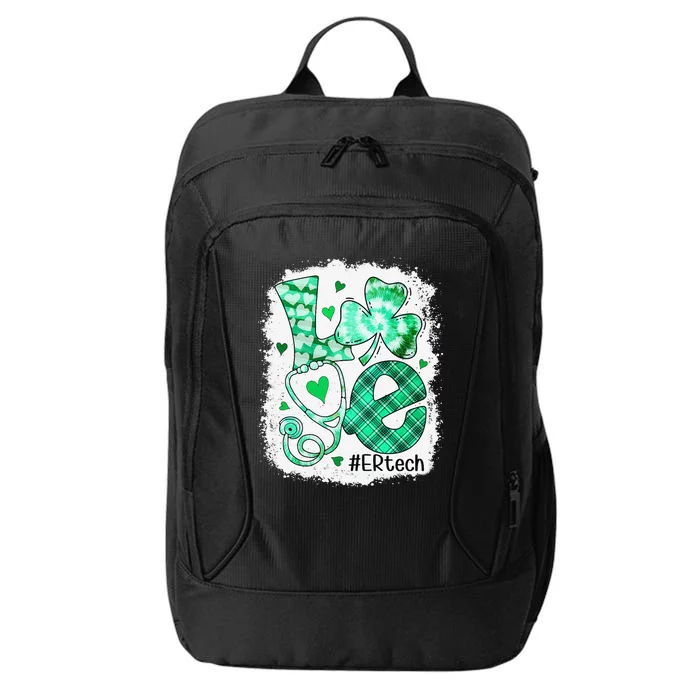 Womens Love ER Tech Life Bleached Saint Patrick's Day Shamrock City Backpack