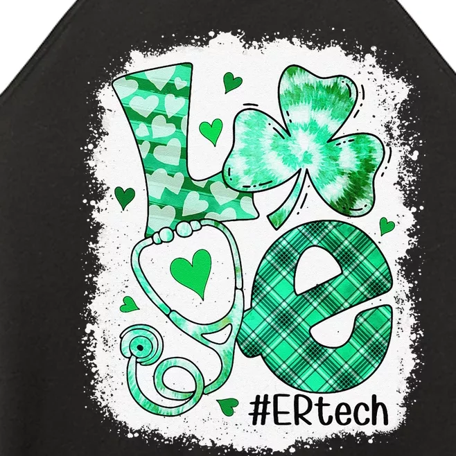 Womens Love ER Tech Life Bleached Saint Patrick's Day Shamrock Women’s Perfect Tri Rocker Tank