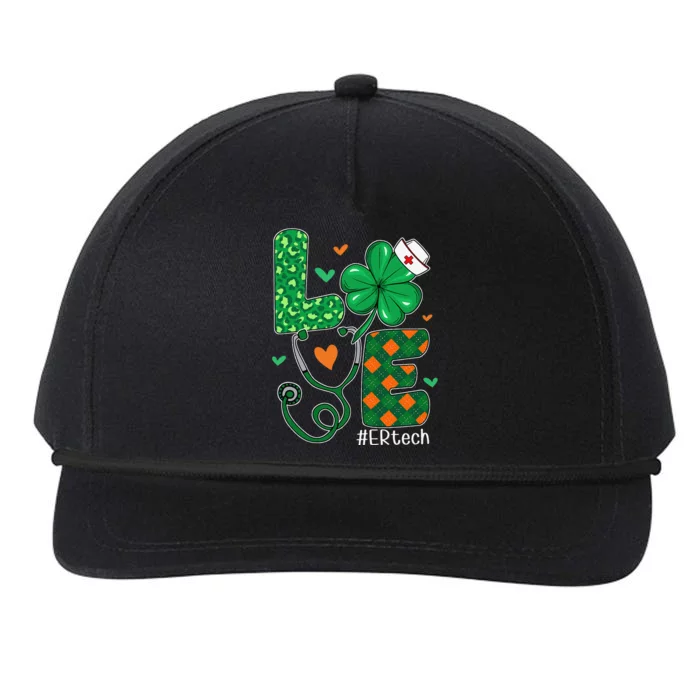 Womens Love ER Tech Life Leopard Shamrock Saint Patrick's Day Snapback Five-Panel Rope Hat