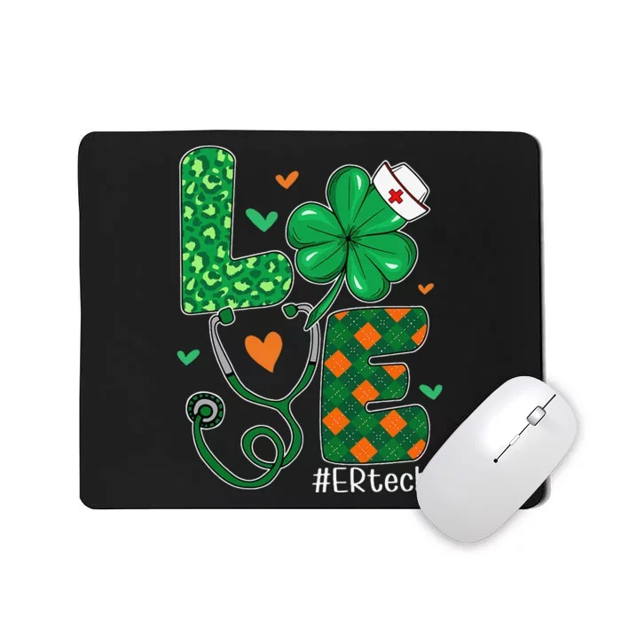 Womens Love ER Tech Life Leopard Shamrock Saint Patrick's Day Mousepad