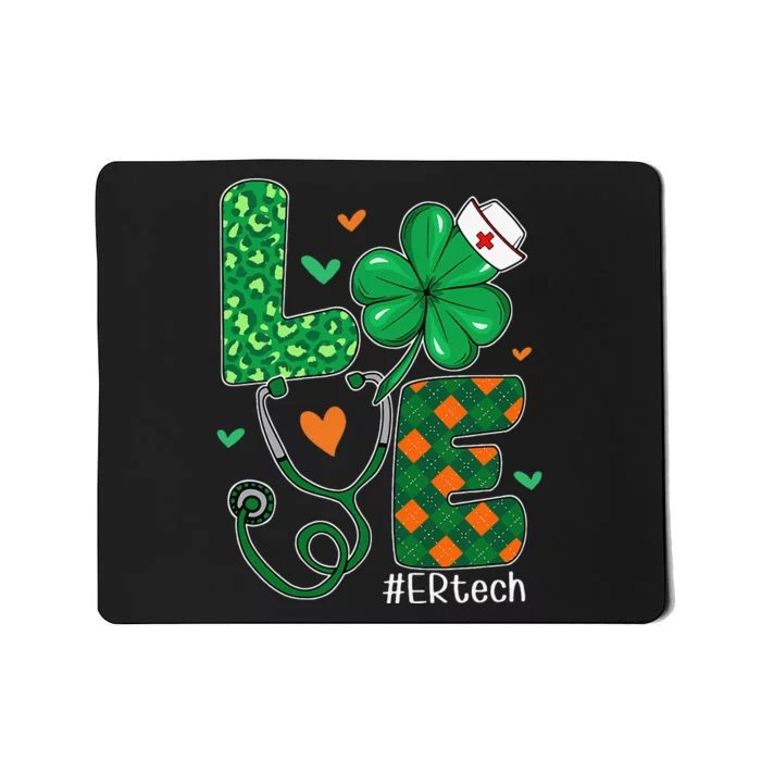 Womens Love ER Tech Life Leopard Shamrock Saint Patrick's Day Mousepad