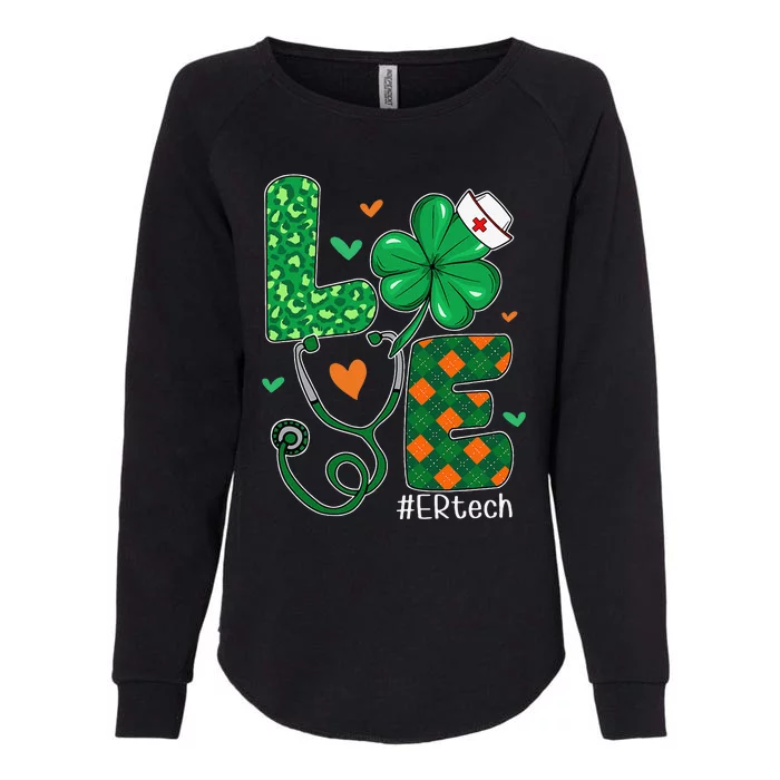 Womens Love ER Tech Life Leopard Shamrock Saint Patrick's Day Womens California Wash Sweatshirt