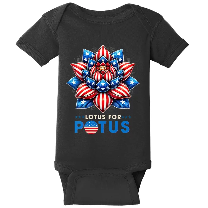 Wo Lotus For Potus Kamala Harris 2024 President Baby Bodysuit