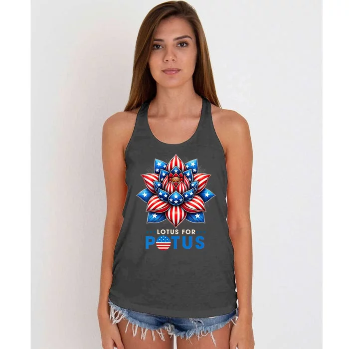 Wo Lotus For Potus Kamala Harris 2024 President Women's Knotted Racerback Tank