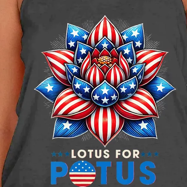 Wo Lotus For Potus Kamala Harris 2024 President Women's Knotted Racerback Tank