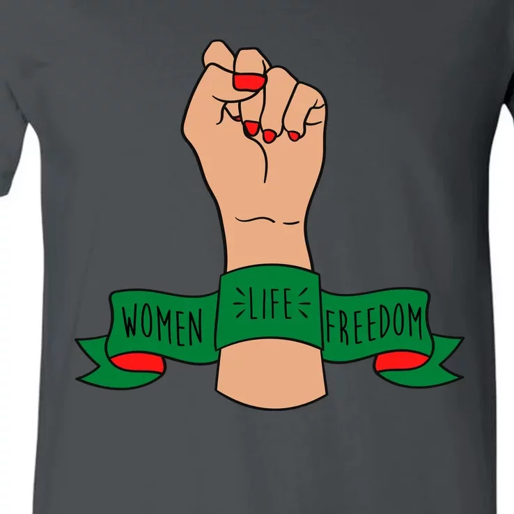 Women Life Freedom Iran Power Fist V-Neck T-Shirt