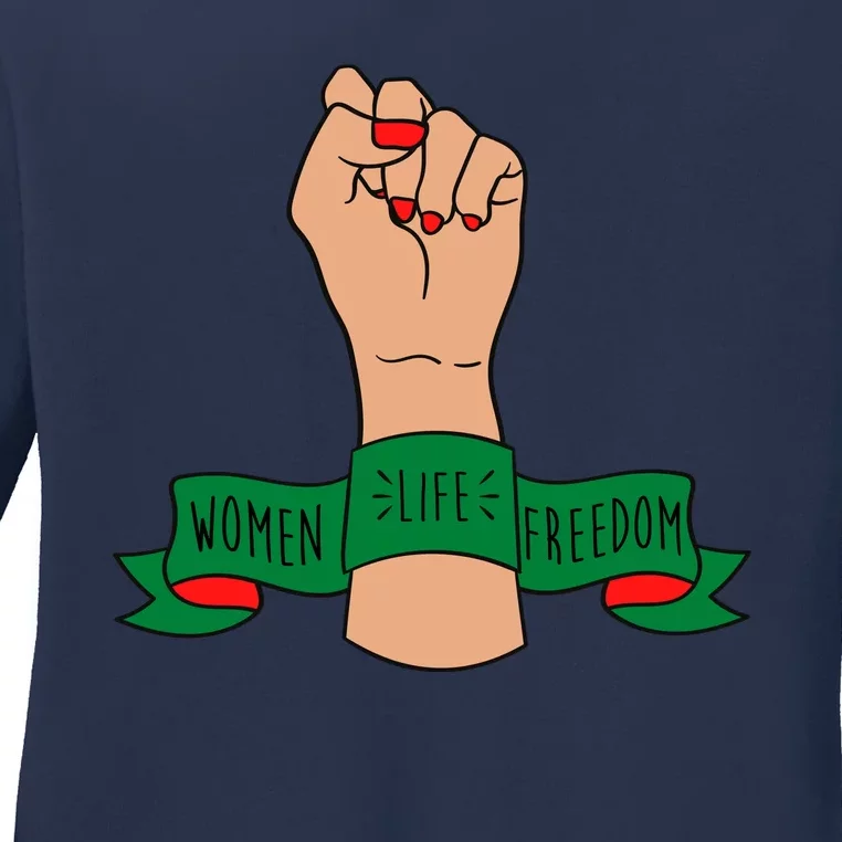 Women Life Freedom Iran Power Fist Ladies Long Sleeve Shirt