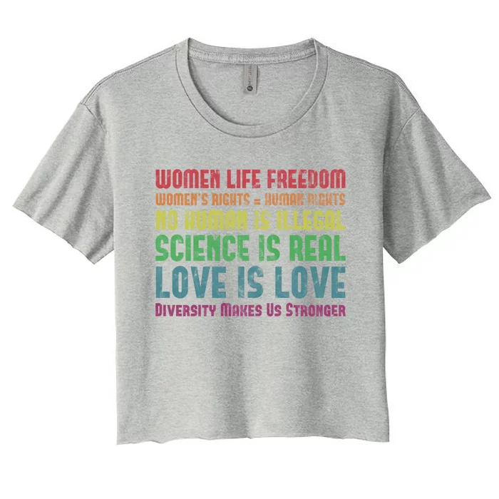 Wo Life Freedom 'S Rights Hu Rights Gift Women's Crop Top Tee