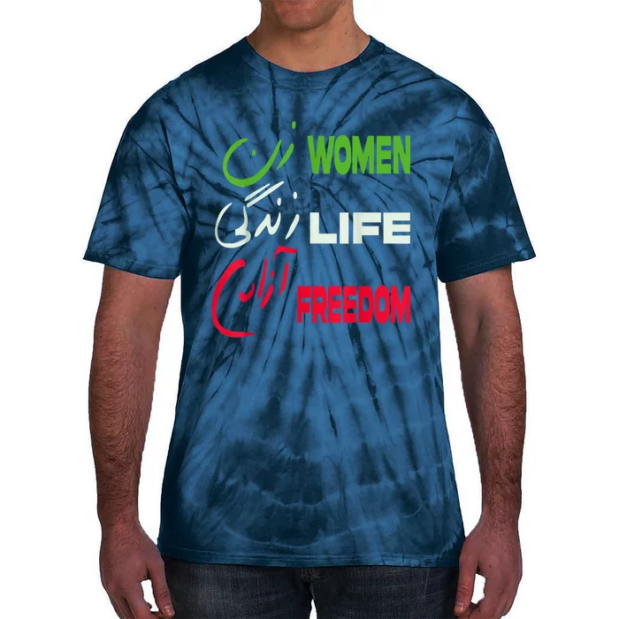 Women Life Freedom Zan Zendegi Azadi Farsi Support Iran Tie-Dye T-Shirt