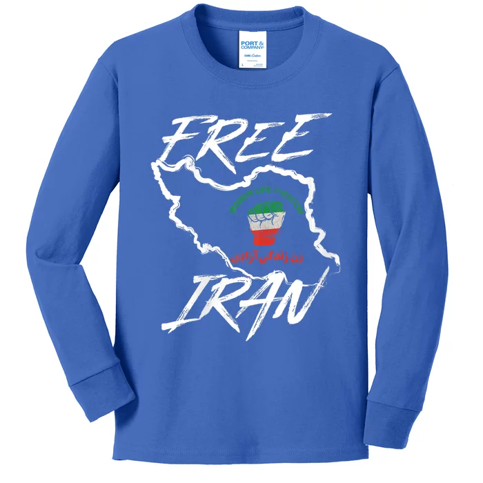 Wo Life Freedom Zan Zendegi Azadi Farsi Support Iran Gift Kids Long Sleeve Shirt