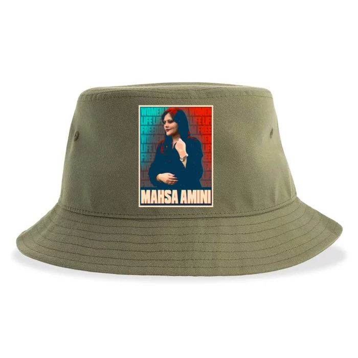 Women Life Freedom Mahsa Amini Vintage Poster Sustainable Bucket Hat