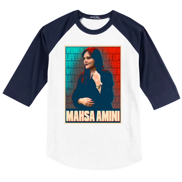 Women Life Freedom Mahsa Amini Vintage Poster Baseball Sleeve Shirt