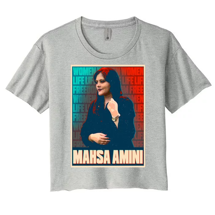 Women Life Freedom Mahsa Amini Vintage Poster Women's Crop Top Tee