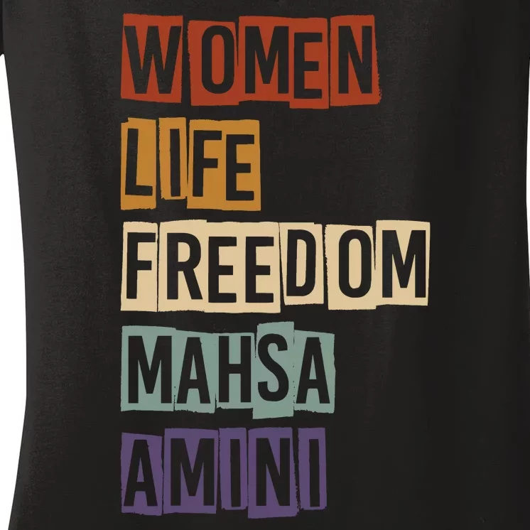 Women Life Freedom Mahsa Amini Rise With The Women Of Iran Women's V-Neck T-Shirt