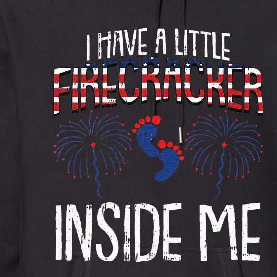 Womens Little Firecracker 4th Of July Pregnancy Announcement Premium Hoodie