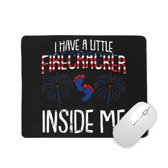 Womens Little Firecracker 4th Of July Pregnancy Announcement Mousepad