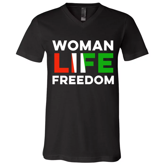 Woman Life Freedom Stand With Women Freedom V-Neck T-Shirt