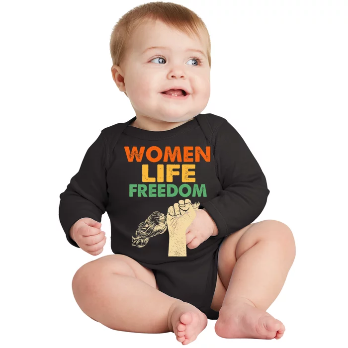 Women Life Freedom Iran Feminist Vintage Baby Long Sleeve Bodysuit