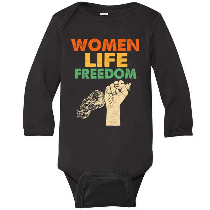 Women Life Freedom Iran Feminist Vintage Baby Long Sleeve Bodysuit