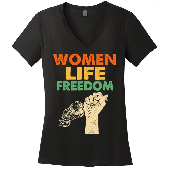 Women Life Freedom Iran Feminist Vintage Women's V-Neck T-Shirt