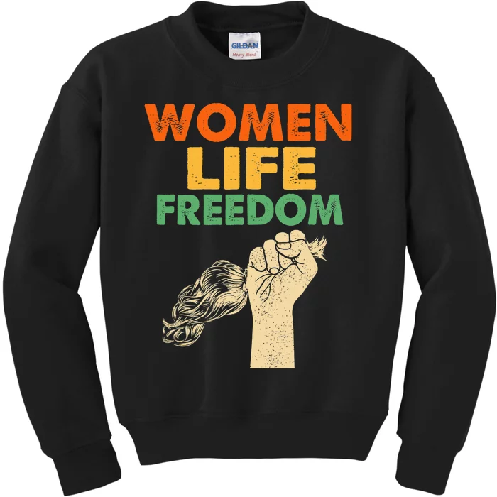 Women Life Freedom Iran Feminist Vintage Kids Sweatshirt