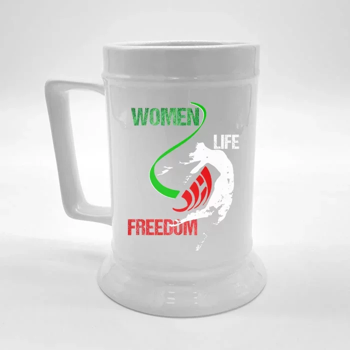 Wo Life Freedom Zan Zendegi Azadi Iran Freedom Gift Front & Back Beer Stein