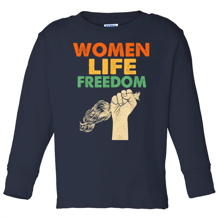 Women Life Freedom Iran Feminist Vintage Toddler Long Sleeve Shirt