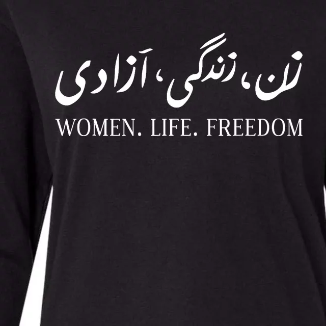 Wo Life Freedom Zan Zendegi Azadi Farsi Calligraphy Womens Cotton Relaxed Long Sleeve T-Shirt