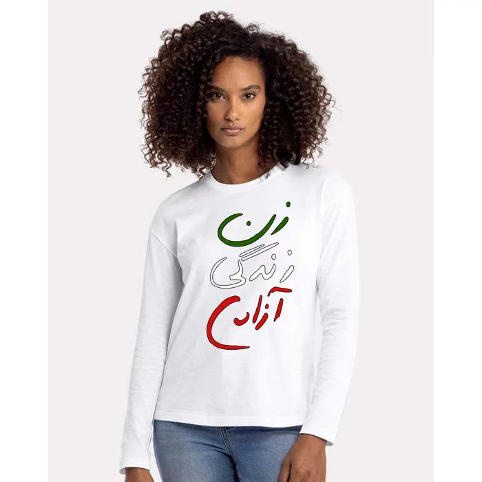 Women Life Freedom Iran Justice For Mahsa Amini Womens Cotton Relaxed Long Sleeve T-Shirt