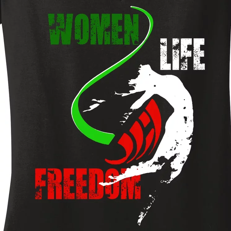 Women Life Freedom Iran Protest Women's V-Neck T-Shirt