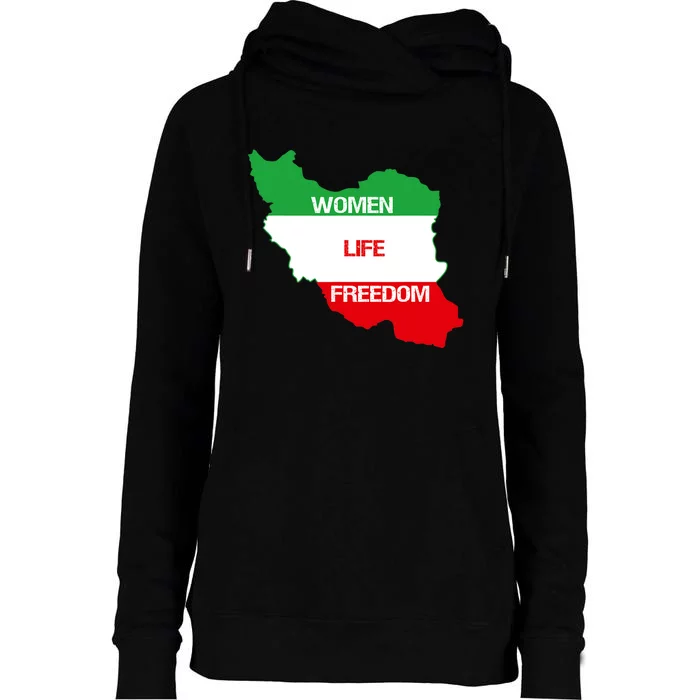 WOMEN LIFE FREEDOM, Cute Iranian Flag Women Of Iran Womens Funnel Neck Pullover Hood