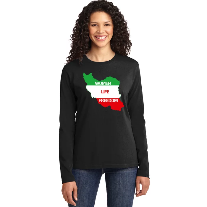 WOMEN LIFE FREEDOM, Cute Iranian Flag Women Of Iran Ladies Long Sleeve Shirt