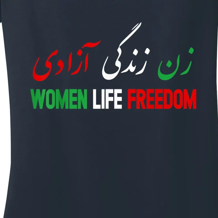 Women Life Freedom Support Persian Zan Zendegi Azadi Women's V-Neck T-Shirt