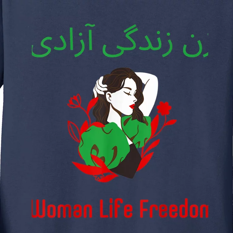 Woman Life Freedom Zan Zendegi Azadi Persian Woman Iran Kids Long Sleeve Shirt