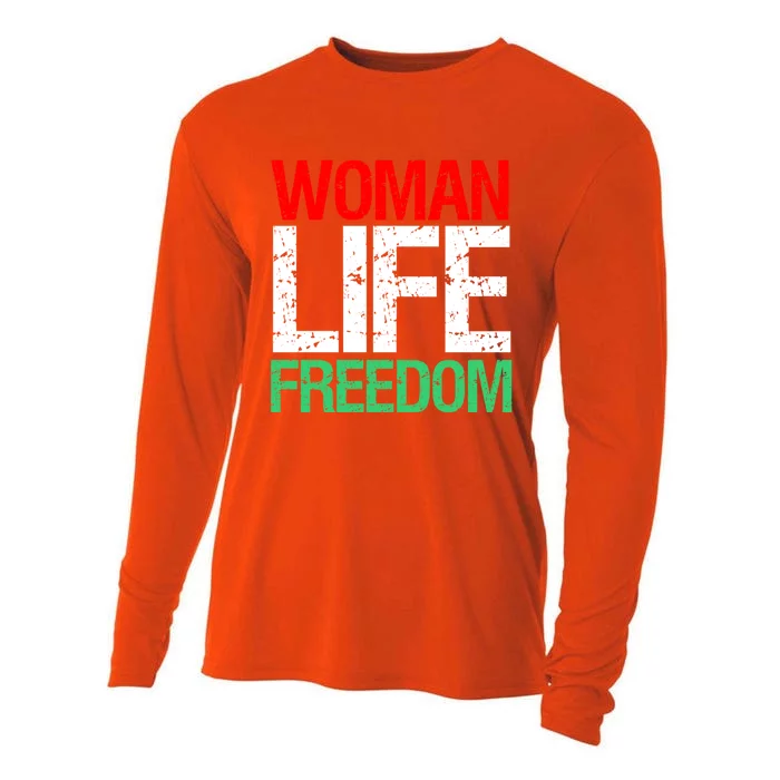 Wo Life Freedom Iran Iranian Patriotic Slogan Vintage Gift Cooling Performance Long Sleeve Crew